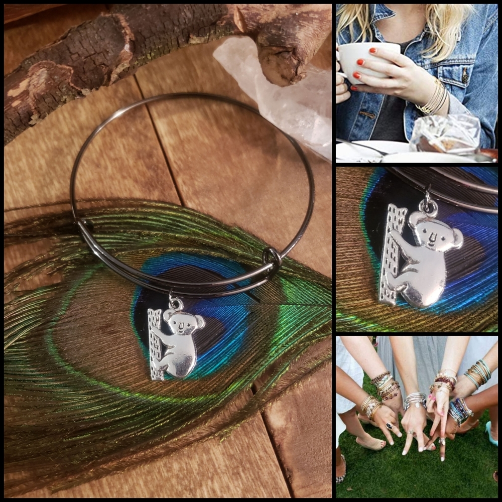 Koala Bear Stainless Steel Stackable Bangle Bracelet Australia Trip Gift idea